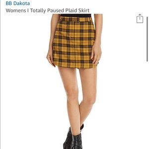 NWT BB Dakota yellow plaid mini skirt